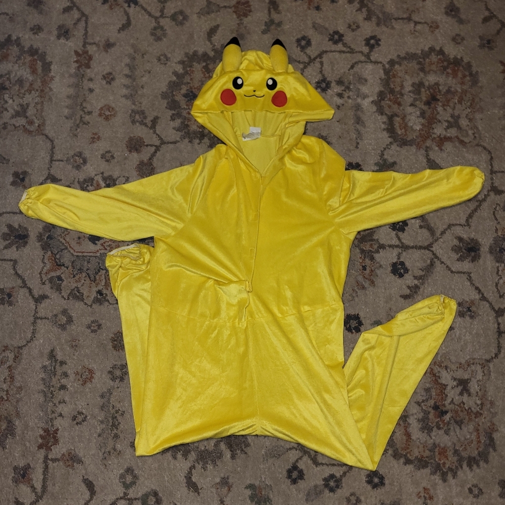 Pokemon Pikachu Yellow Velcro Adult Size Medium/large Costume Men/Womens *used*